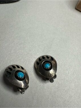Silver Clip-On Earrings with Bright Turquoise Stones